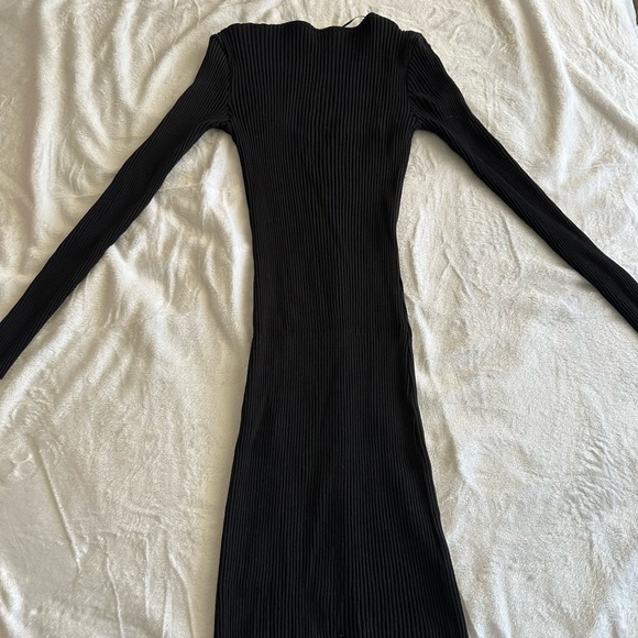 Zara Black Button Ribbed Dress - Picture 5 of 5